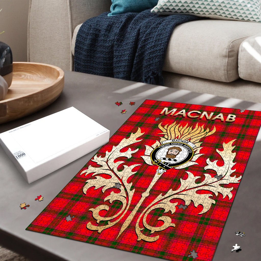 MacNab Modern Tartan Crest Thistle Jigsaw Puzzles