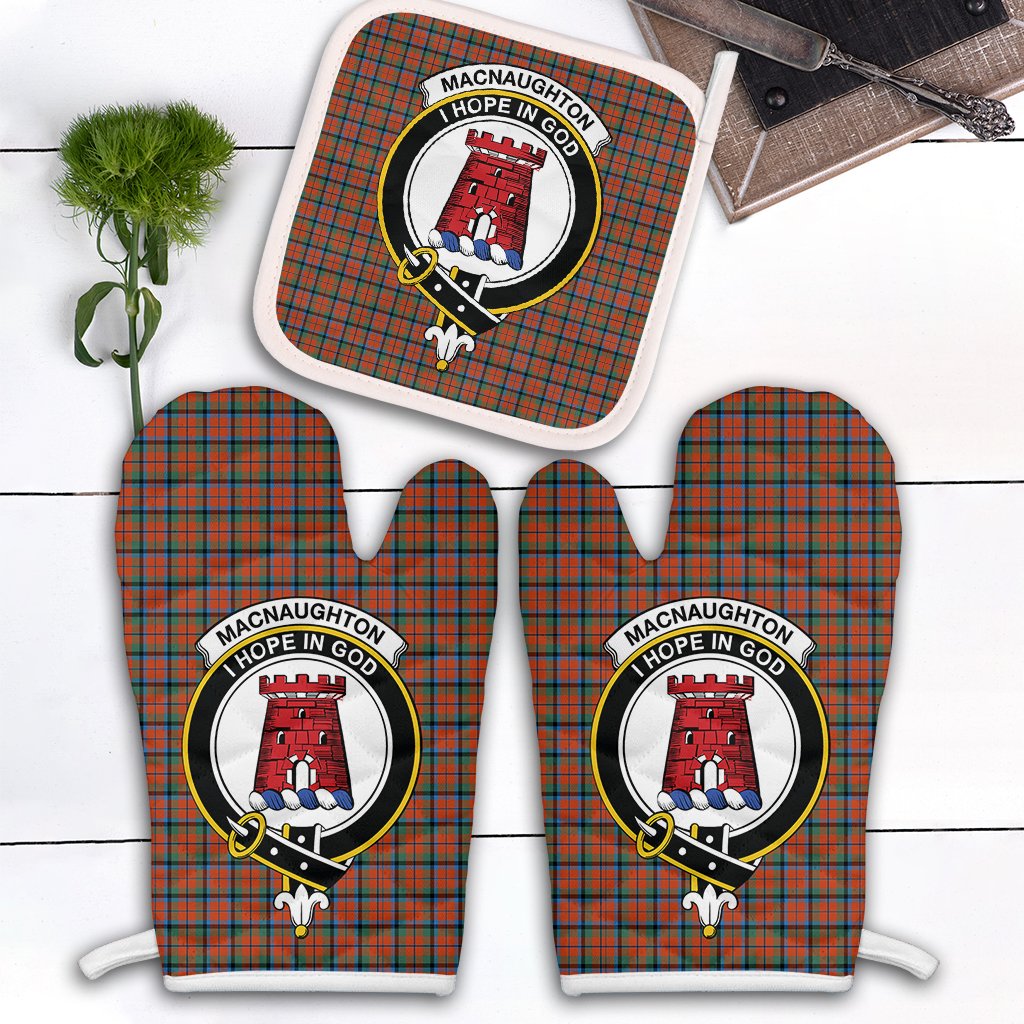 MacNaughton Ancient Tartan Crest Oven Mitt And Pot Holder (2 Oven Mitts + 1 Pot Holder)