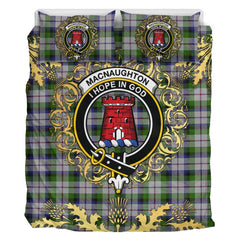MacNaughton Dress  Tartan Crest Bedding Set - Golden Thistle Style