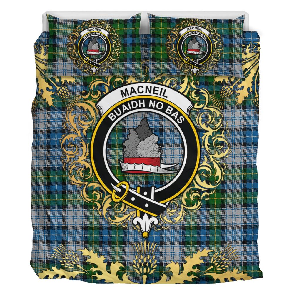 MacNeil Dress Tartan Crest Bedding Set - Golden Thistle Style
