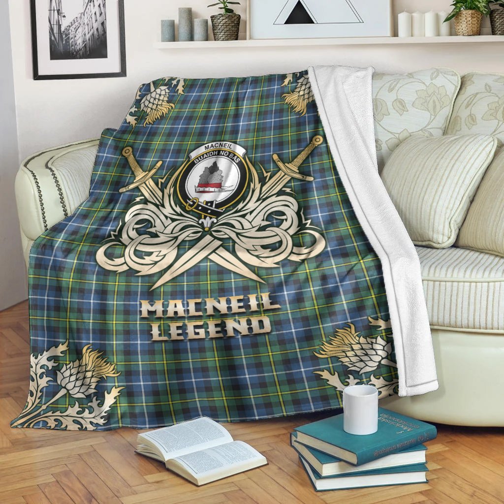 MacNeil of Barra Ancient Tartan Gold Courage Symbol Blanket