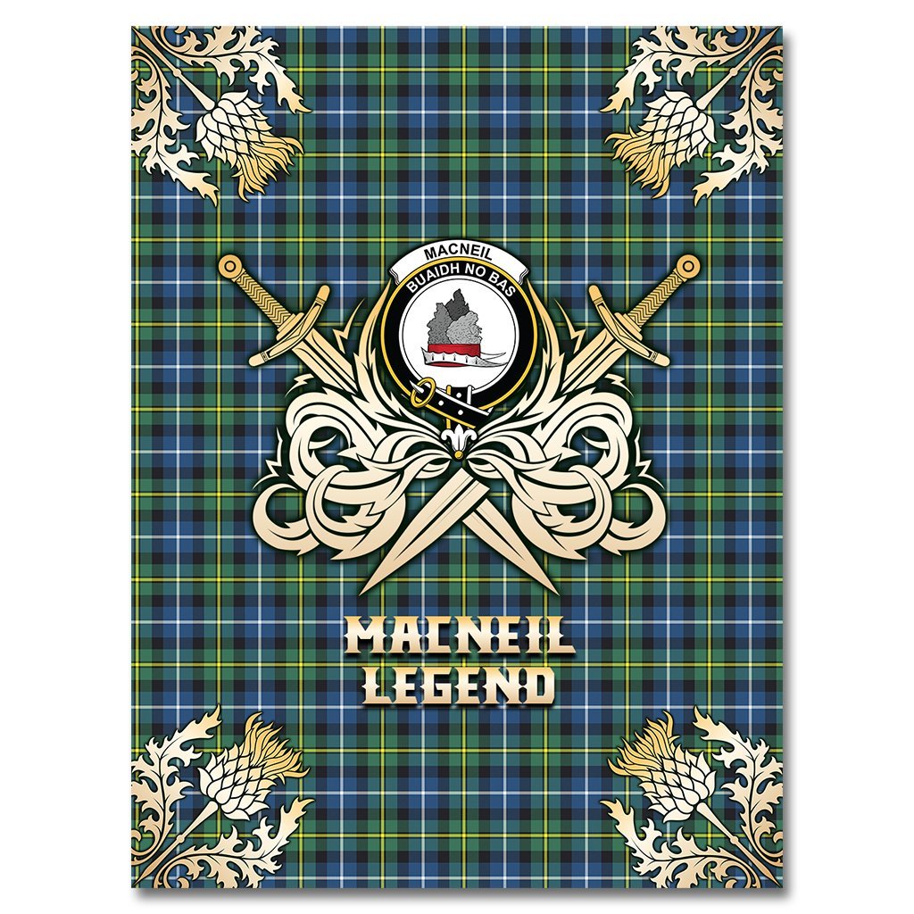 MacNeil of Barra Ancient Tartan Gold Courage Symbol Blanket