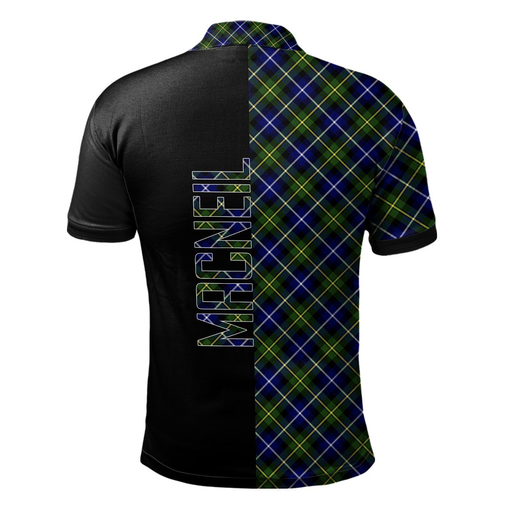 MacNeil of Barra Modern Tartan Polo Shirt Half of Me - Cross Style