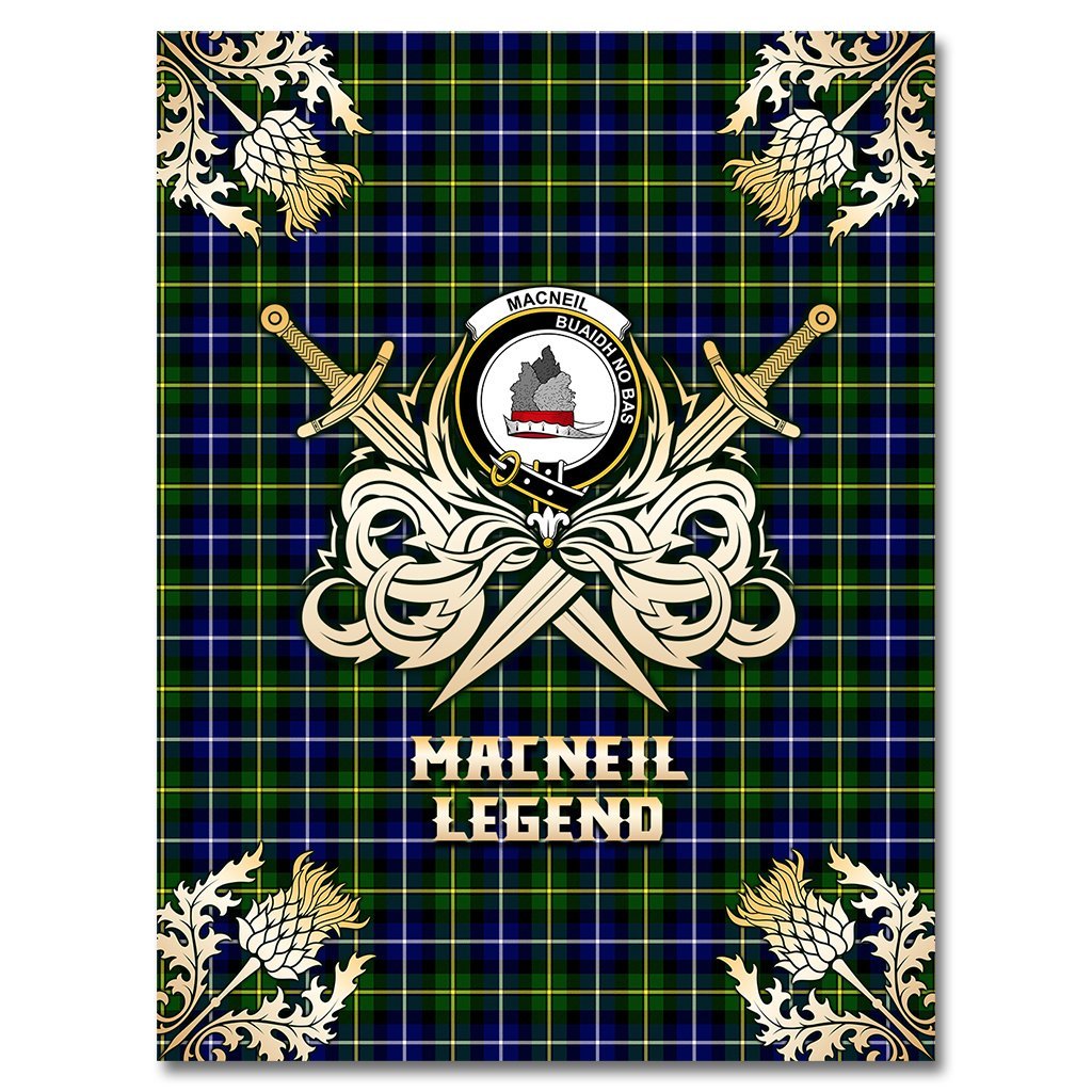 MacNeil of Barra Modern Tartan Gold Courage Symbol Blanket