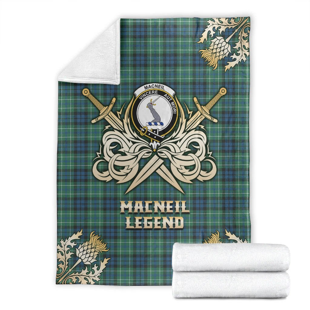 MacNeil of Colonsay Ancient Tartan Gold Courage Symbol Blanket