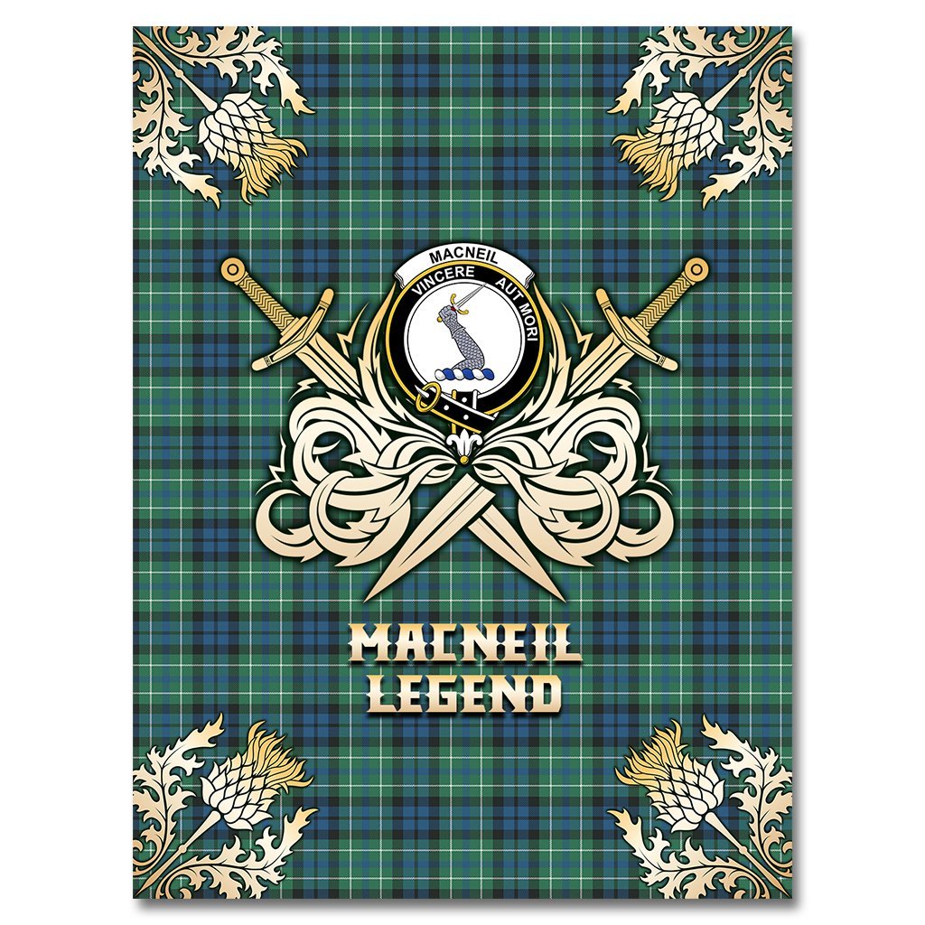 MacNeil of Colonsay Ancient Tartan Gold Courage Symbol Blanket