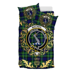 MacNeil of Colonsay Modern Tartan Crest Bedding Set - Golden Thistle Style