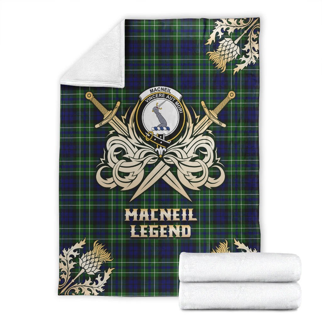 MacNeil of Colonsay Modern Tartan Gold Courage Symbol Blanket