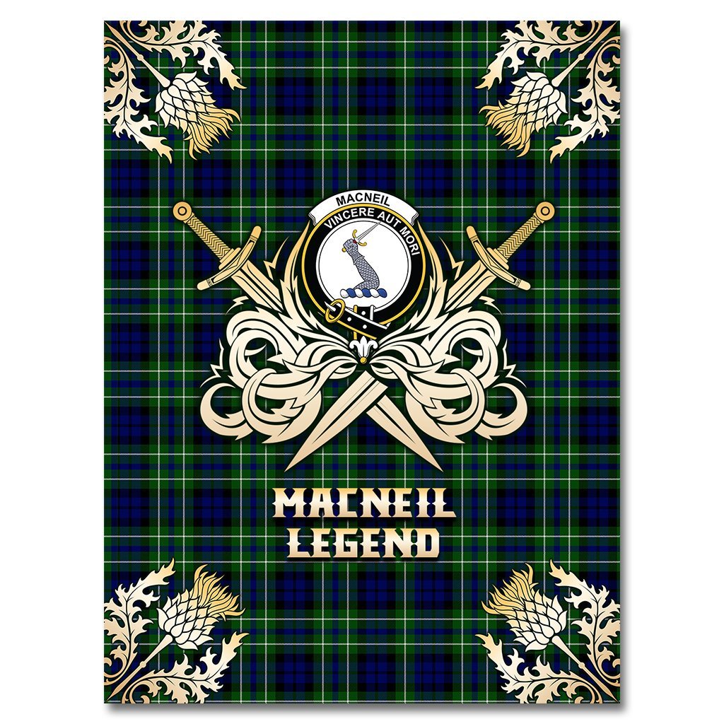 MacNeil of Colonsay Modern Tartan Gold Courage Symbol Blanket