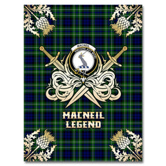 MacNeil of Colonsay Modern Tartan Gold Courage Symbol Blanket