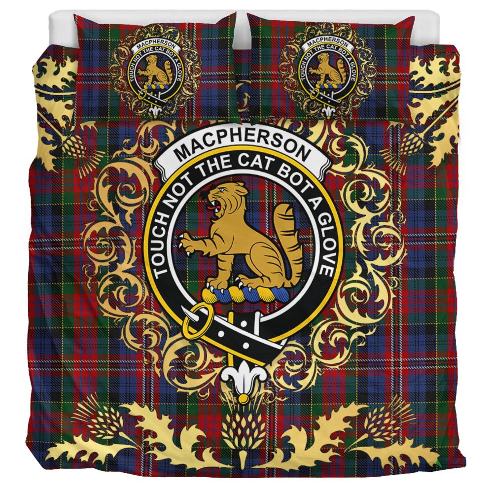 MacPherson 08 Tartan Crest Bedding Set - Golden Thistle Style