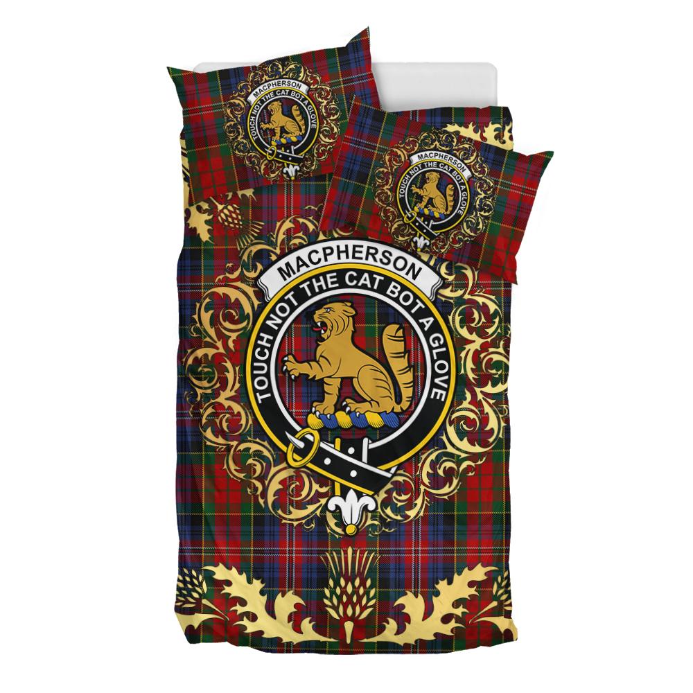 MacPherson 11 Tartan Crest Bedding Set - Golden Thistle Style