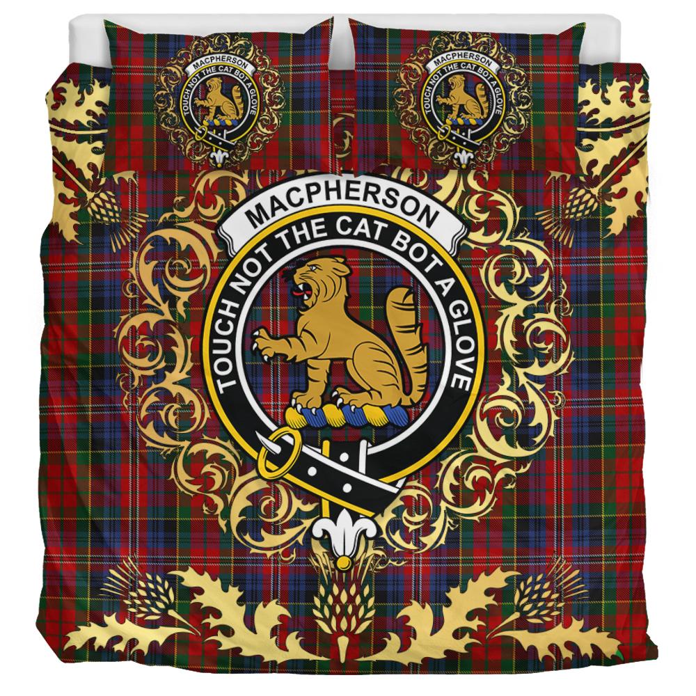 MacPherson 11 Tartan Crest Bedding Set - Golden Thistle Style