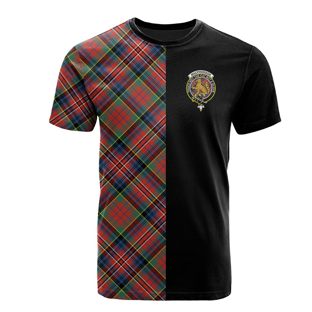 MacPherson Ancient Tartan T-Shirt Half of Me - Cross Style