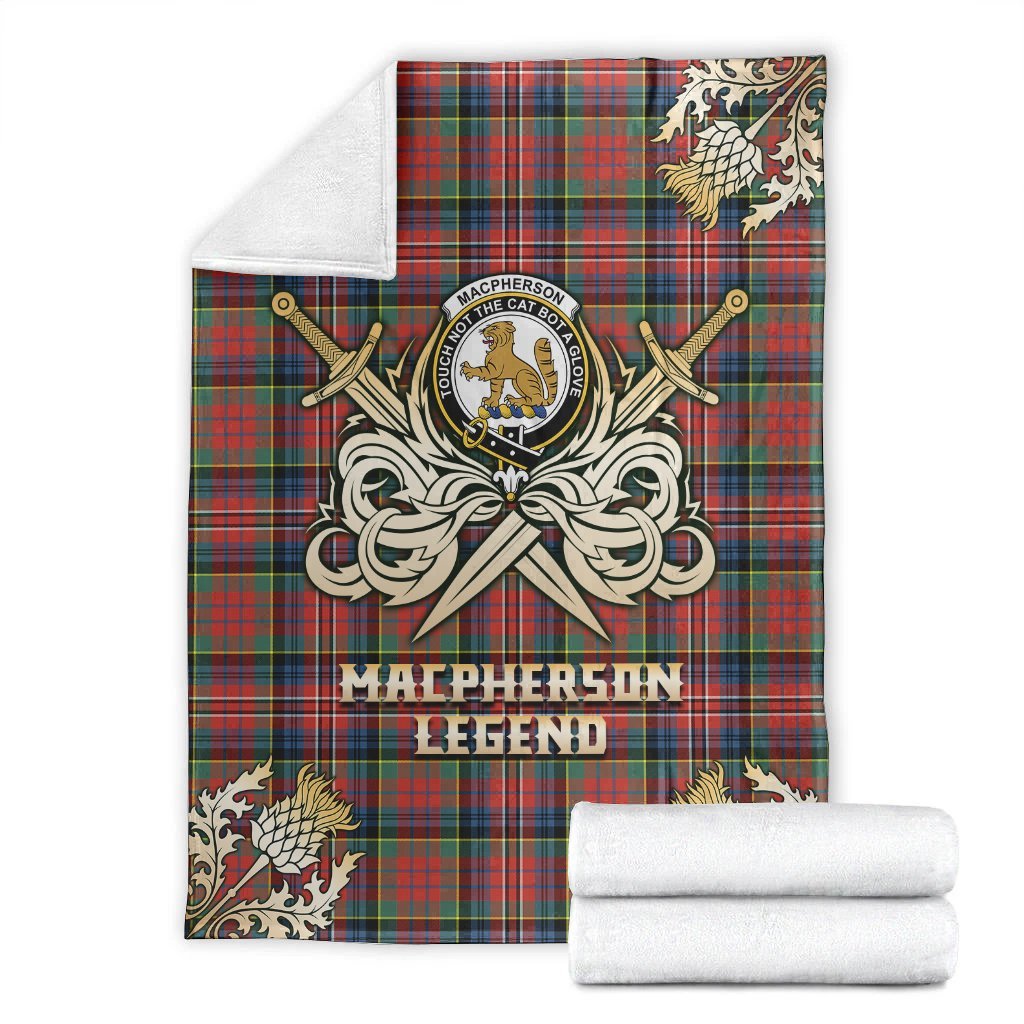 MacPherson Ancient Tartan Gold Courage Symbol Blanket