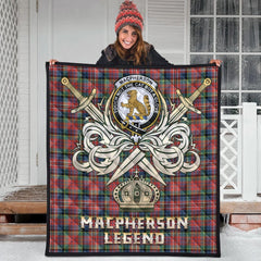MacPherson Ancient Tartan Crest Legend Gold Royal Premium Quilt