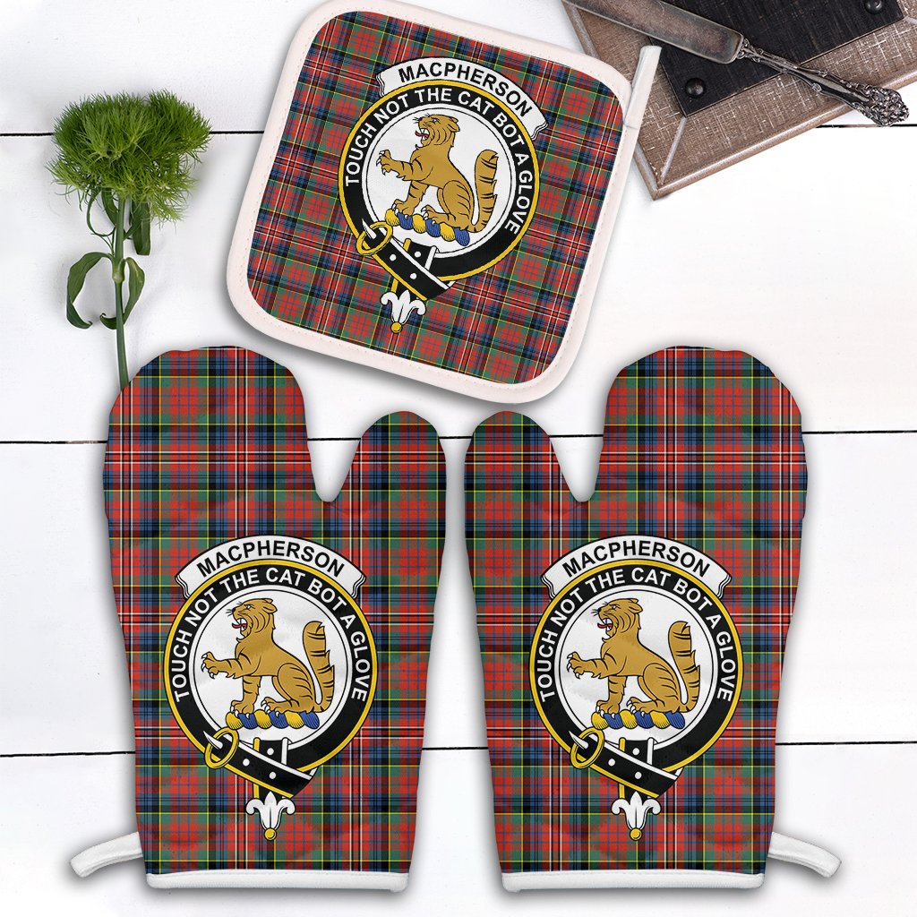 MacPherson Ancient Tartan Crest Oven Mitt And Pot Holder (2 Oven Mitts + 1 Pot Holder)