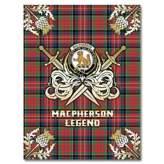 MacPherson Ancient Tartan Gold Courage Symbol Blanket