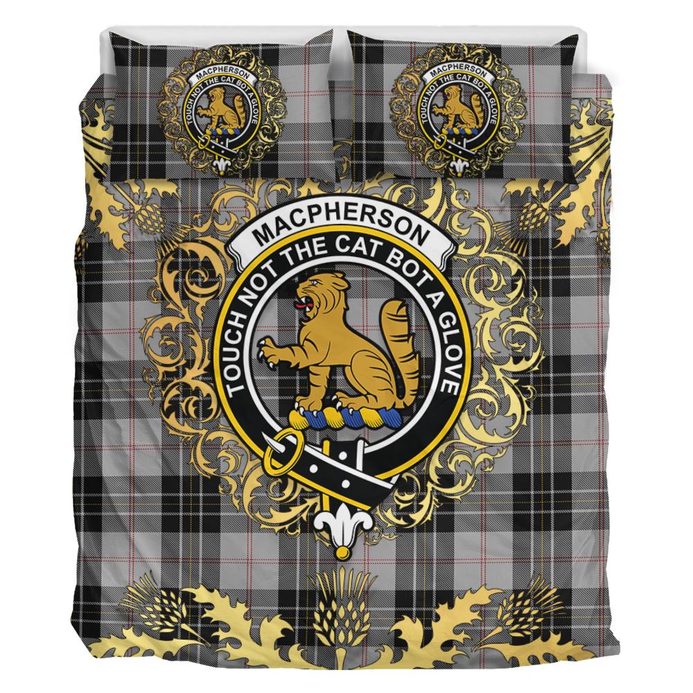 MacPherson Dress 01 Tartan Crest Bedding Set - Golden Thistle Style