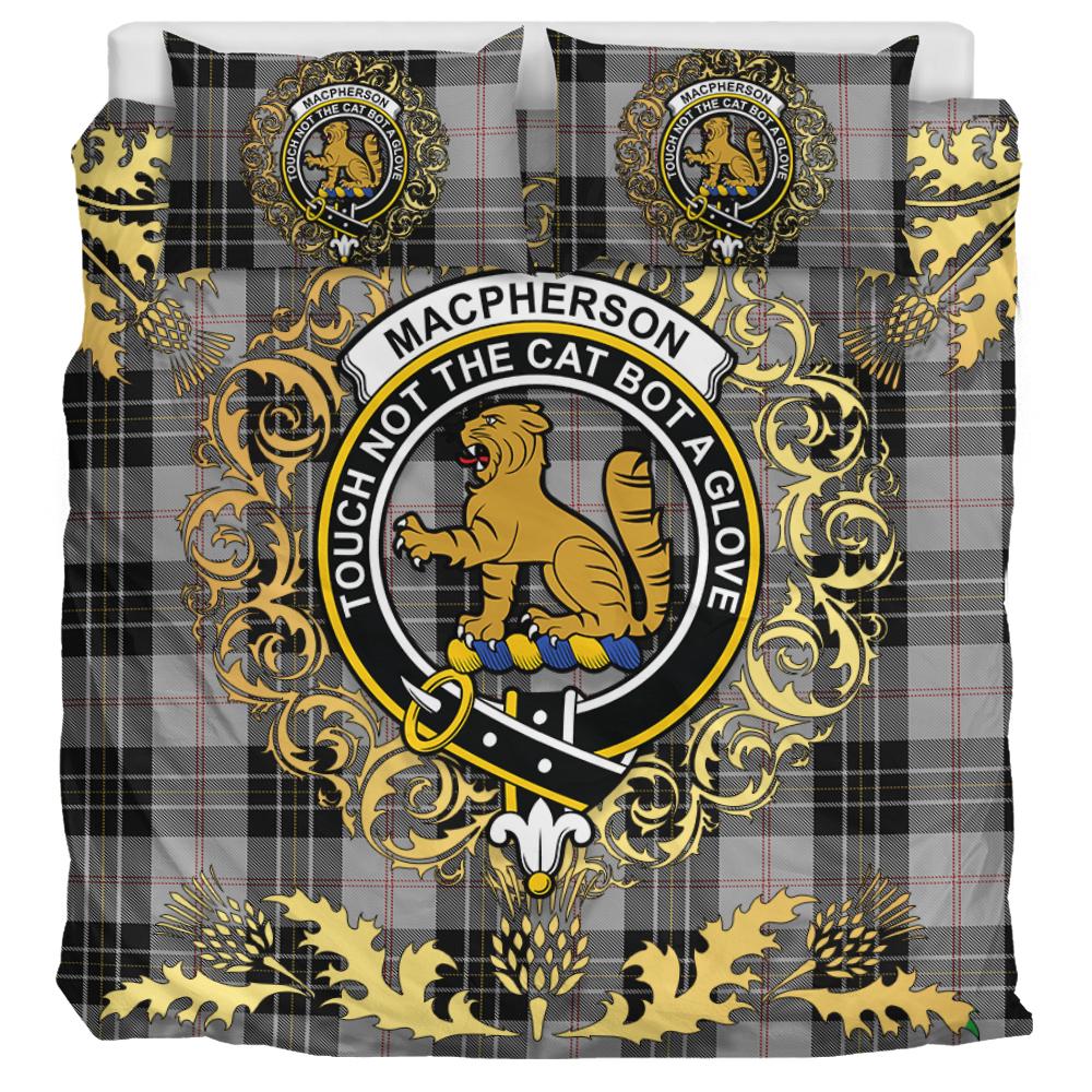 MacPherson Dress 01 Tartan Crest Bedding Set - Golden Thistle Style