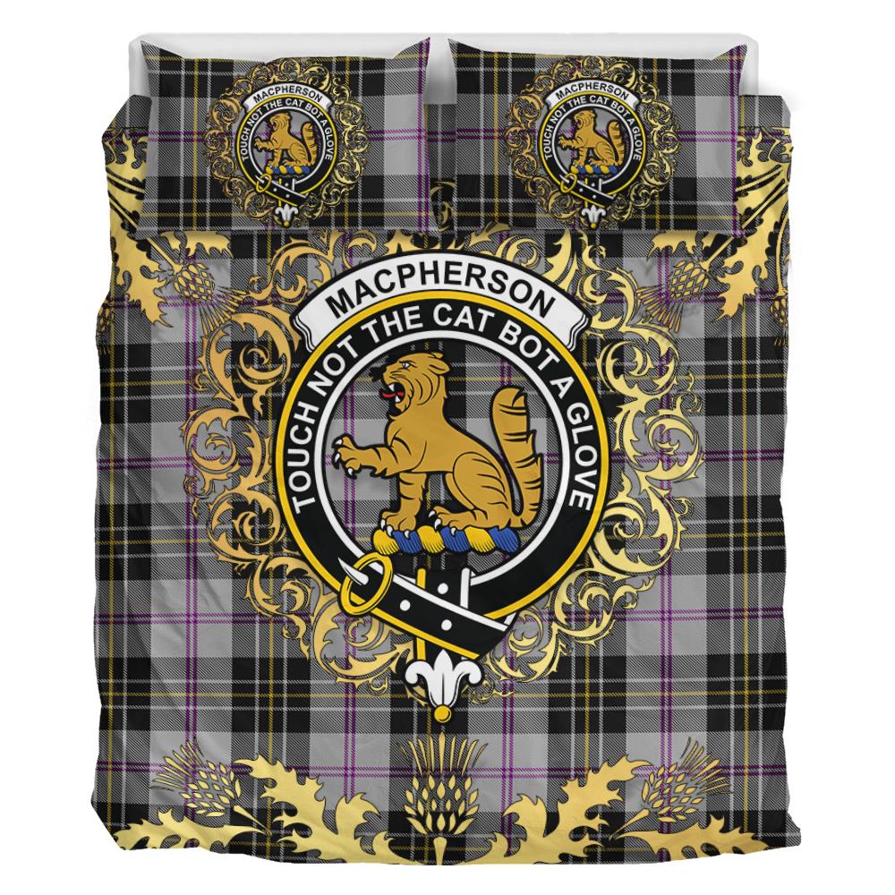 MacPherson Dress 02 Tartan Crest Bedding Set - Golden Thistle Style