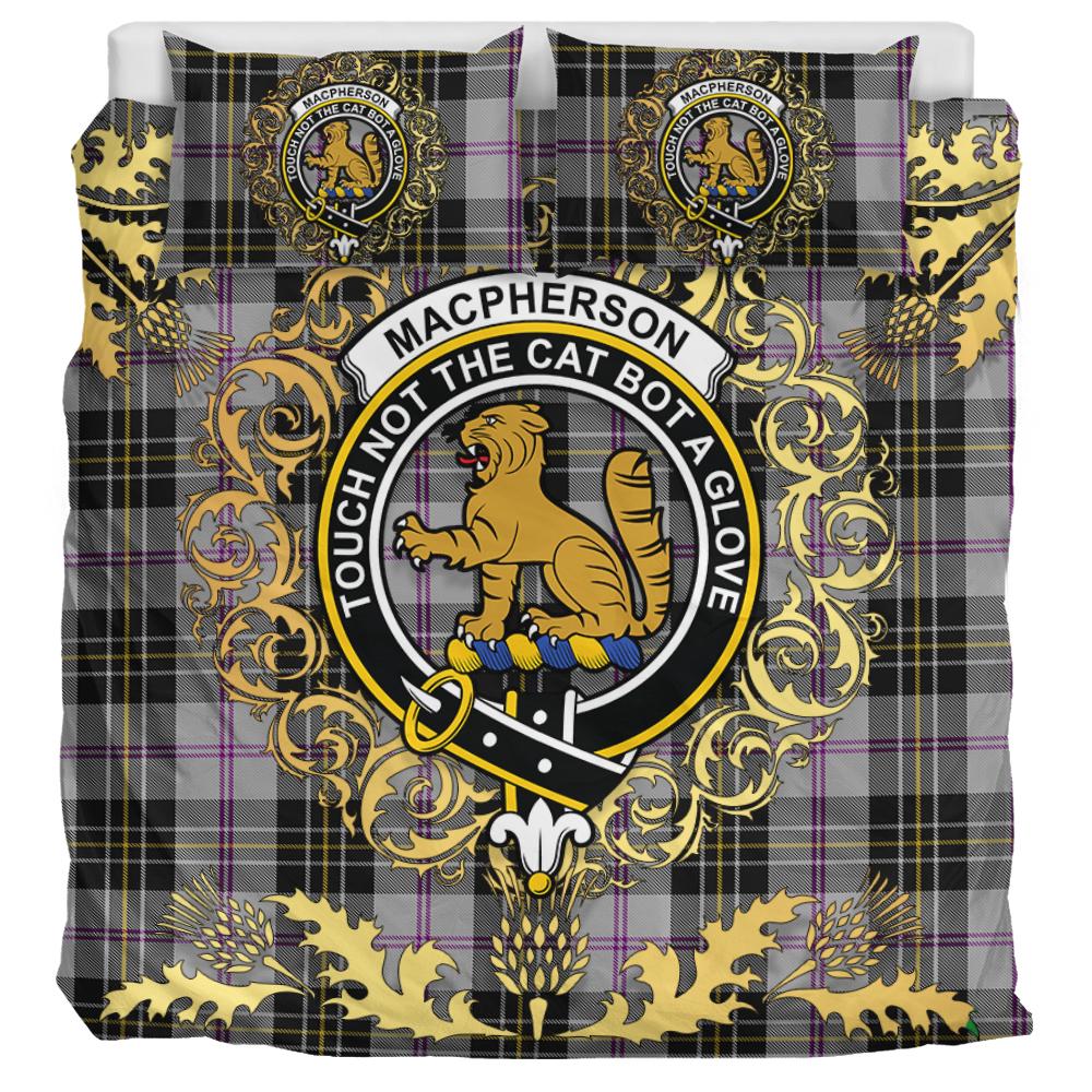 MacPherson Dress 02 Tartan Crest Bedding Set - Golden Thistle Style