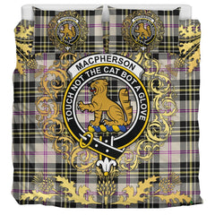 MacPherson Dress Ancient Tartan Crest Bedding Set - Golden Thistle Style