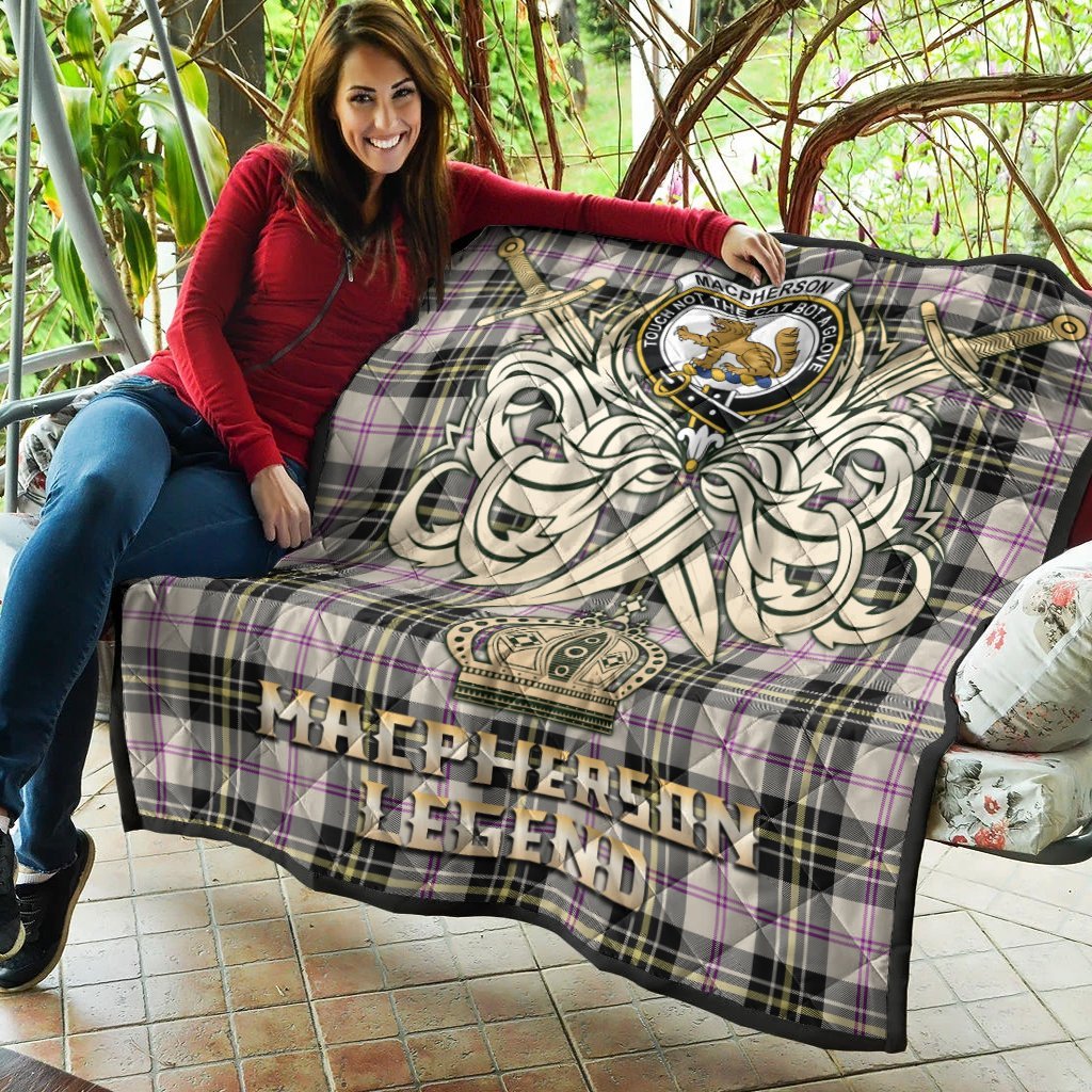 MacPherson Dress Ancient Tartan Crest Legend Gold Royal Premium Quilt