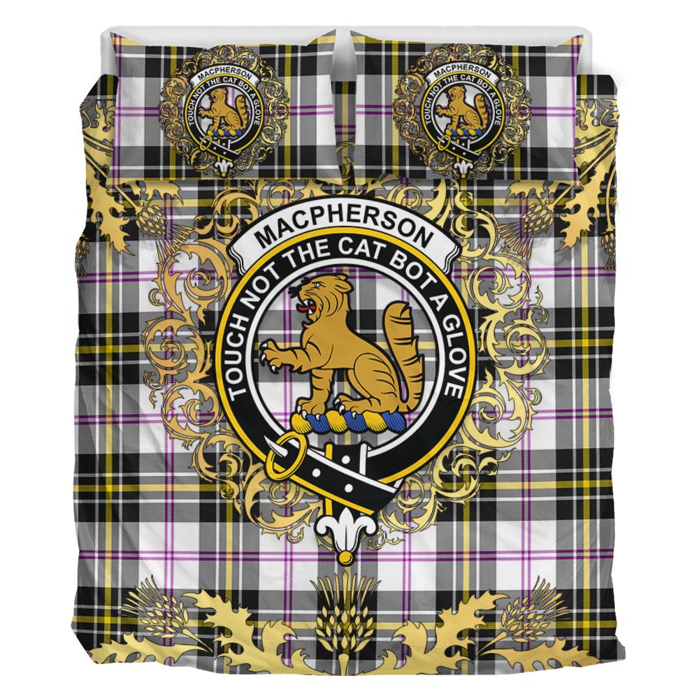 MacPherson Dress Modern Tartan Crest Bedding Set - Golden Thistle Style