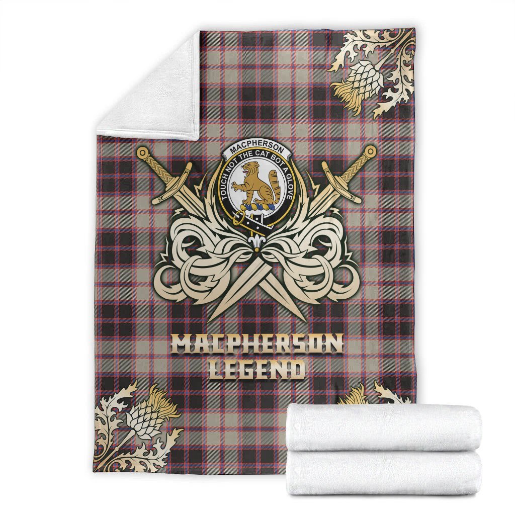 MacPherson Hunting Ancient Tartan Gold Courage Symbol Blanket