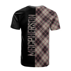 MacPherson Hunting Ancient Tartan T-Shirt Half of Me - Cross Style