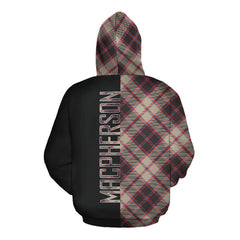 MacPherson Hunting Ancient Tartan Hoodie Half of Me - Cross Style