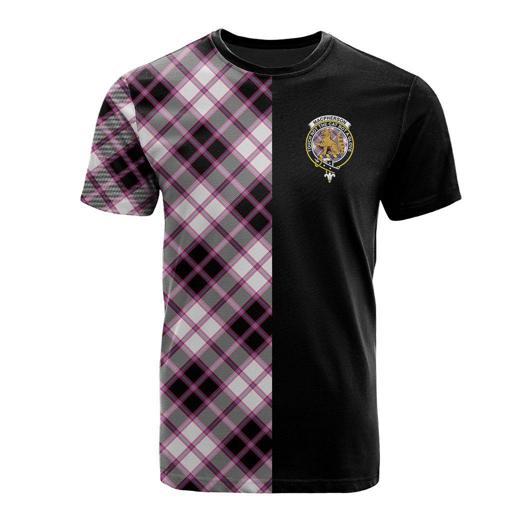 MacPherson Hunting Modern Tartan T-Shirt Half of Me - Cross Style