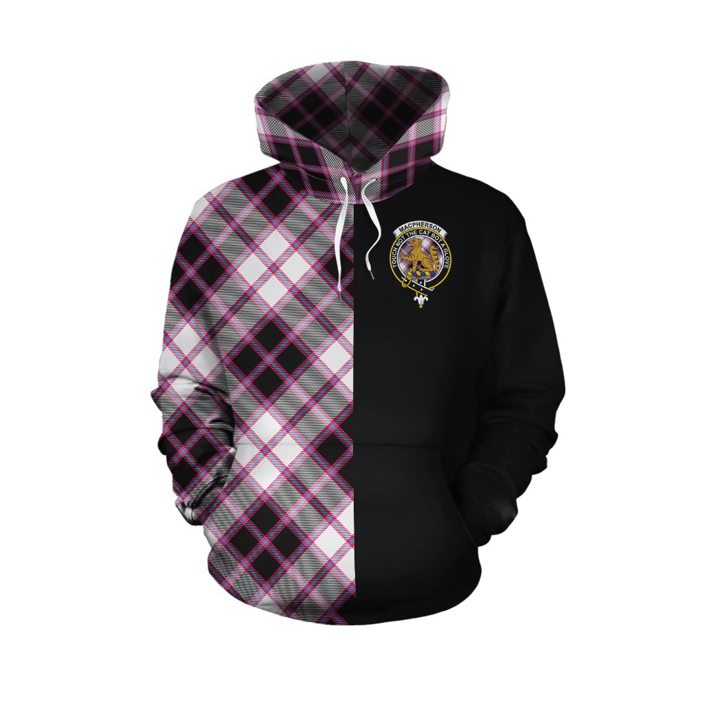 MacPherson Hunting Modern Tartan Hoodie Half of Me - Cross Style