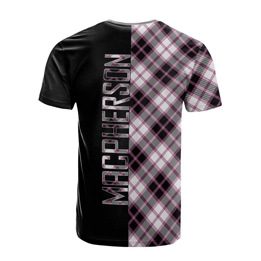 MacPherson Hunting Modern Tartan T-Shirt Half of Me - Cross Style