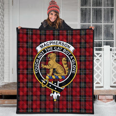 MacPherson Red Cluny Tartan Crest Quilt