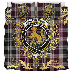 MacPherson of Pitmain Tartan Crest Bedding Set - Golden Thistle Style