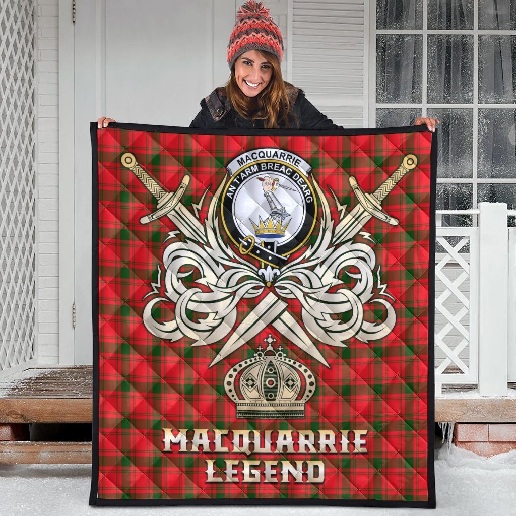 MacQuarrie Modern Tartan Crest Legend Gold Royal Premium Quilt