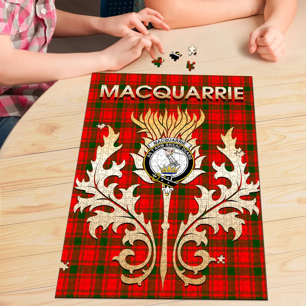 MacQuarrie Modern Tartan Crest Thistle Jigsaw Puzzles