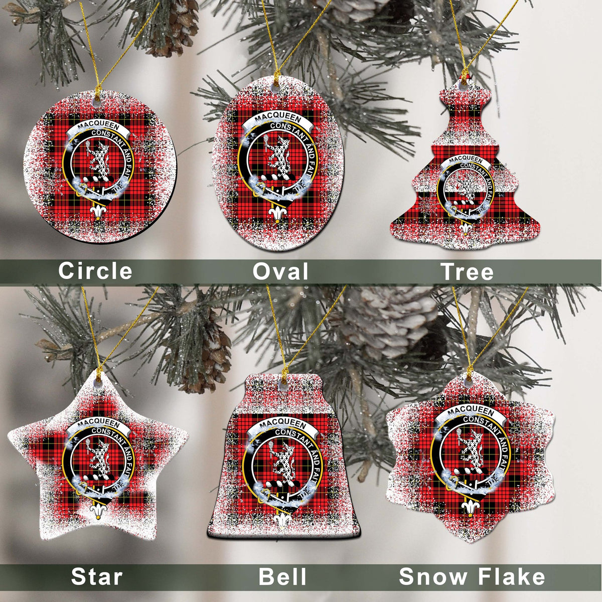 MacQueen Tartan Christmas Ceramic Ornament - Snow Style