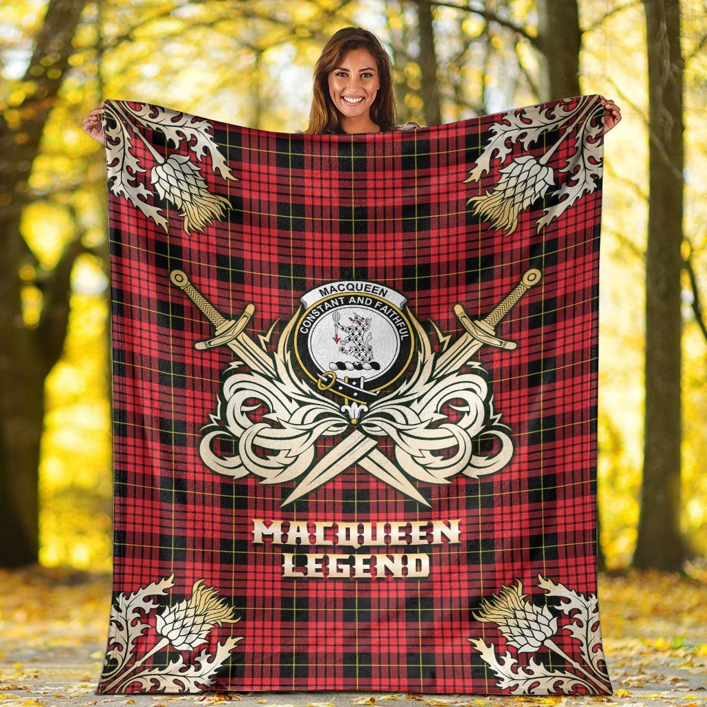 MacQueen Modern Tartan Gold Courage Symbol Blanket