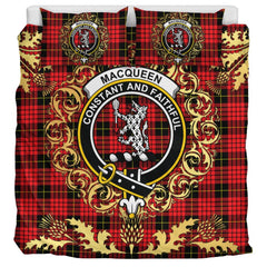 MacQueen Modern Tartan Crest Bedding Set - Golden Thistle Style