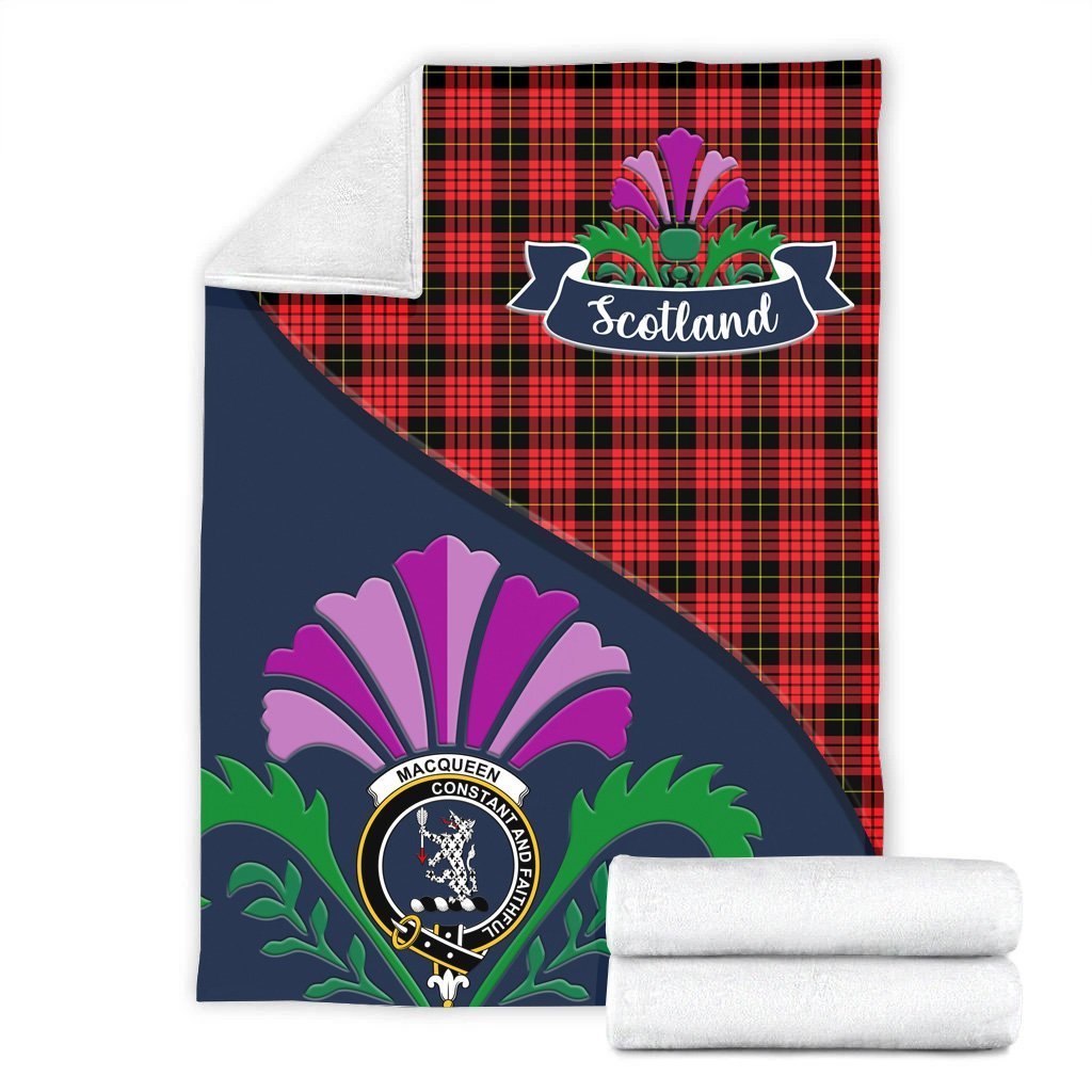 MacQueen Tartan Crest Premium Blanket - Thistle Style