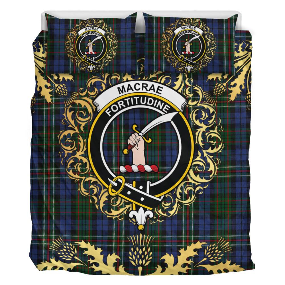 MacRae 2 Tartan Crest Bedding Set - Golden Thistle Style
