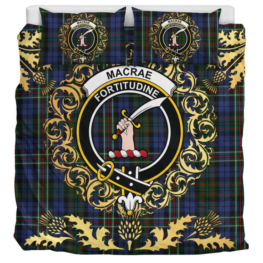 MacRae 2 Tartan Crest Bedding Set - Golden Thistle Style