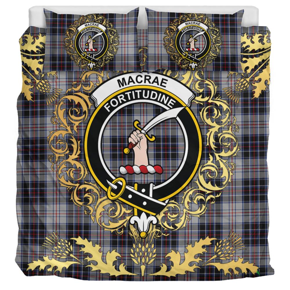 MacRae Dress 02 Tartan Crest Bedding Set - Golden Thistle Style