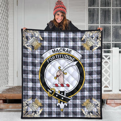 MacRae Dress Modern Tartan Crest Premium Quilt - Gold Thistle Style