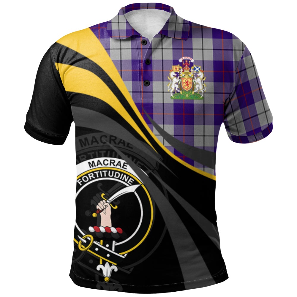 MacRae Dress Purple Tartan Polo Shirt - Royal Coat Of Arms Style