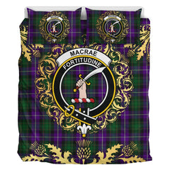 MacRae Hunting 03 Tartan Crest Bedding Set - Golden Thistle Style