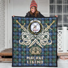 MacRae Hunting Ancient Tartan Crest Legend Gold Royal Premium Quilt